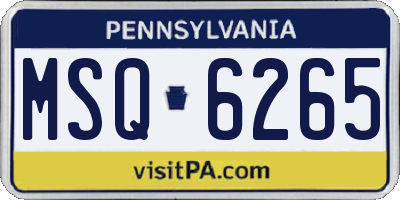 PA license plate MSQ6265