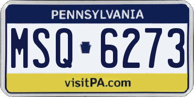 PA license plate MSQ6273