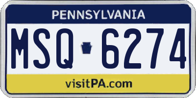 PA license plate MSQ6274