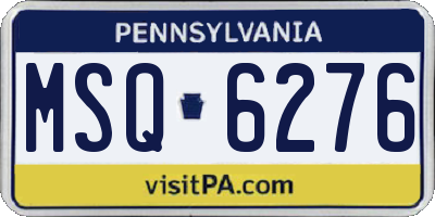 PA license plate MSQ6276