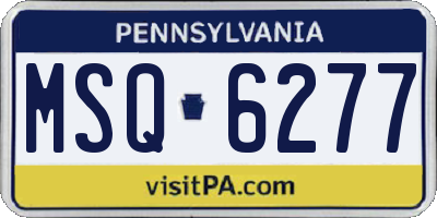 PA license plate MSQ6277