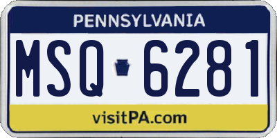 PA license plate MSQ6281