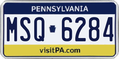 PA license plate MSQ6284