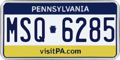 PA license plate MSQ6285