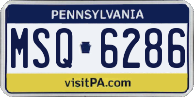PA license plate MSQ6286