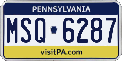 PA license plate MSQ6287