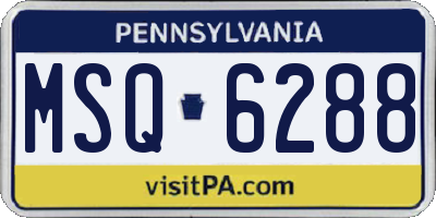 PA license plate MSQ6288