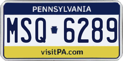 PA license plate MSQ6289