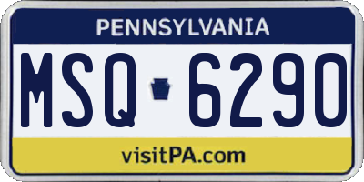 PA license plate MSQ6290