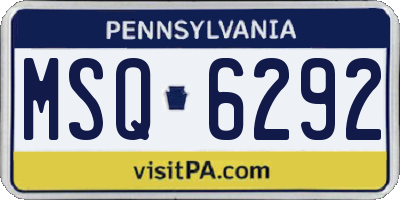 PA license plate MSQ6292
