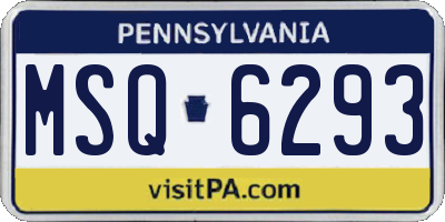 PA license plate MSQ6293