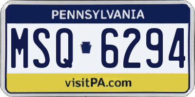 PA license plate MSQ6294