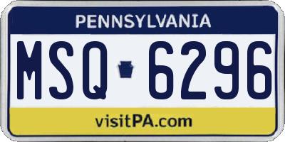 PA license plate MSQ6296