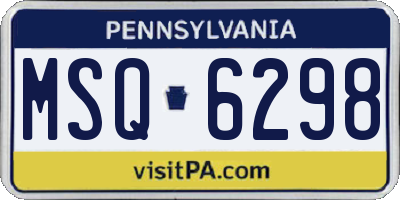 PA license plate MSQ6298