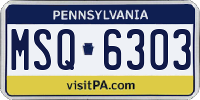 PA license plate MSQ6303