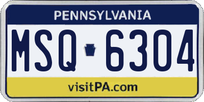 PA license plate MSQ6304