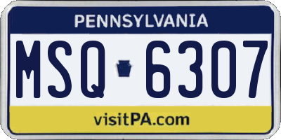 PA license plate MSQ6307