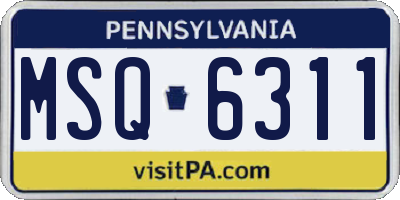 PA license plate MSQ6311