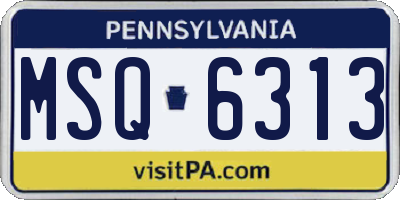 PA license plate MSQ6313