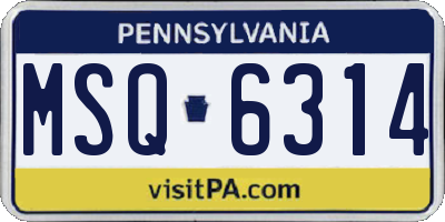 PA license plate MSQ6314