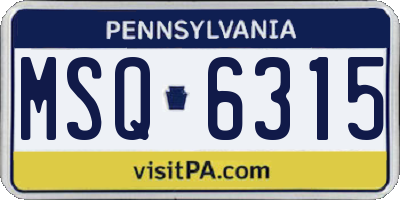 PA license plate MSQ6315