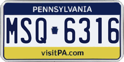 PA license plate MSQ6316