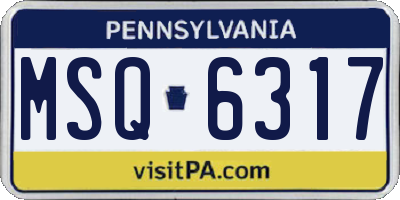 PA license plate MSQ6317