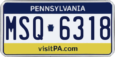 PA license plate MSQ6318
