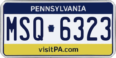PA license plate MSQ6323