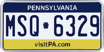 PA license plate MSQ6329