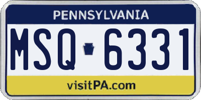 PA license plate MSQ6331