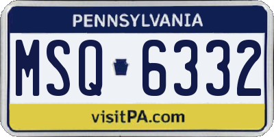 PA license plate MSQ6332