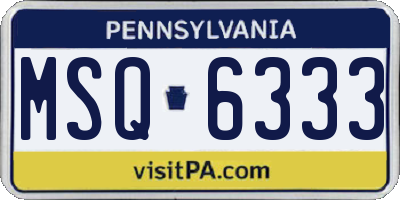 PA license plate MSQ6333