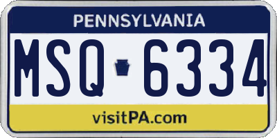 PA license plate MSQ6334