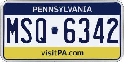 PA license plate MSQ6342
