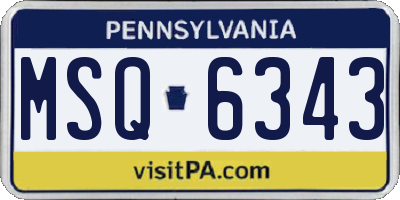 PA license plate MSQ6343