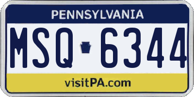 PA license plate MSQ6344