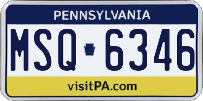 PA license plate MSQ6346