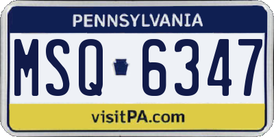 PA license plate MSQ6347