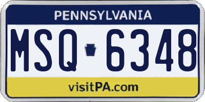 PA license plate MSQ6348