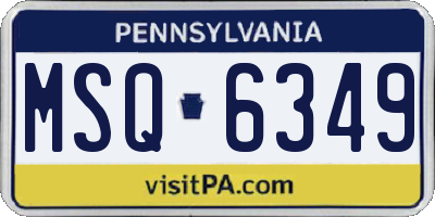 PA license plate MSQ6349