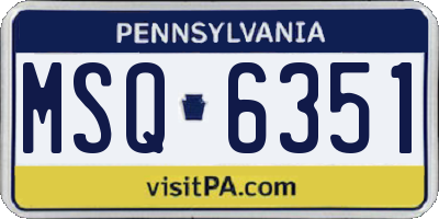 PA license plate MSQ6351
