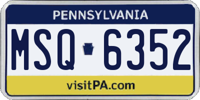PA license plate MSQ6352