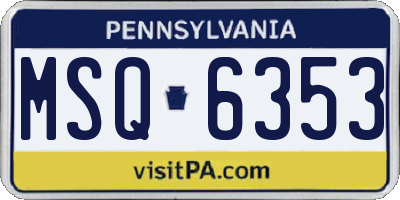 PA license plate MSQ6353