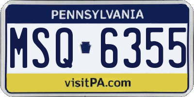 PA license plate MSQ6355