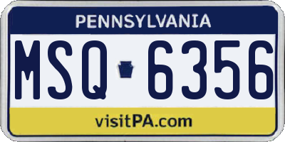 PA license plate MSQ6356