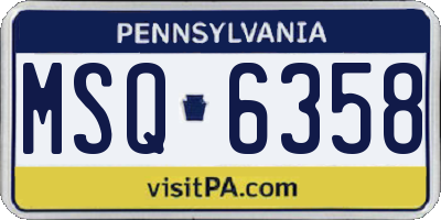 PA license plate MSQ6358