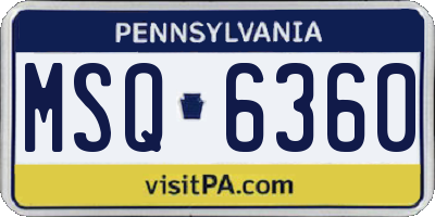 PA license plate MSQ6360
