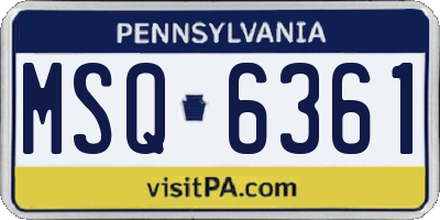 PA license plate MSQ6361