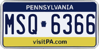 PA license plate MSQ6366